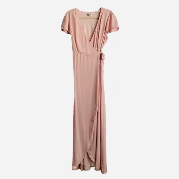 Bridesmaid Dress - Show Me Your Mumu Noelle Wrap Dress, Dusty Pink Sz Large - Picture 2 of 7